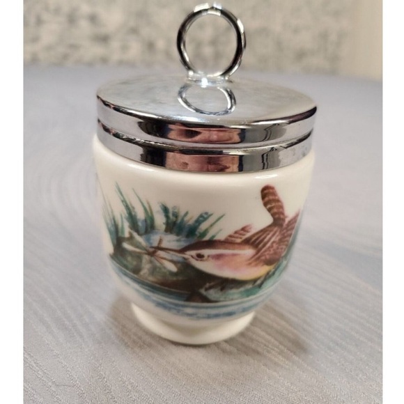 Vintage ROYAL WORCESTER PORCELAIN - EGG CODDLER w Woodland Wren Birds - Picture 1 of 4